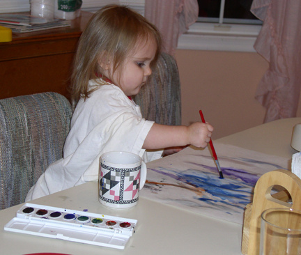 Homeschooling (toddler watercolor painting) -- Everyday Homemaking
