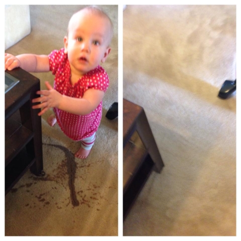coffee spill cleaned with Norwex