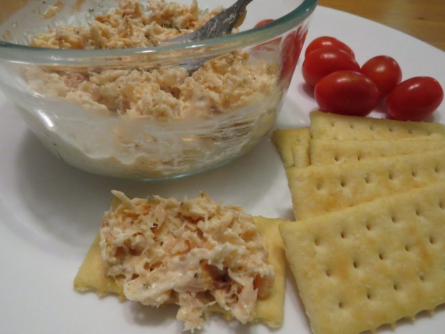 salmon spread with crackers
